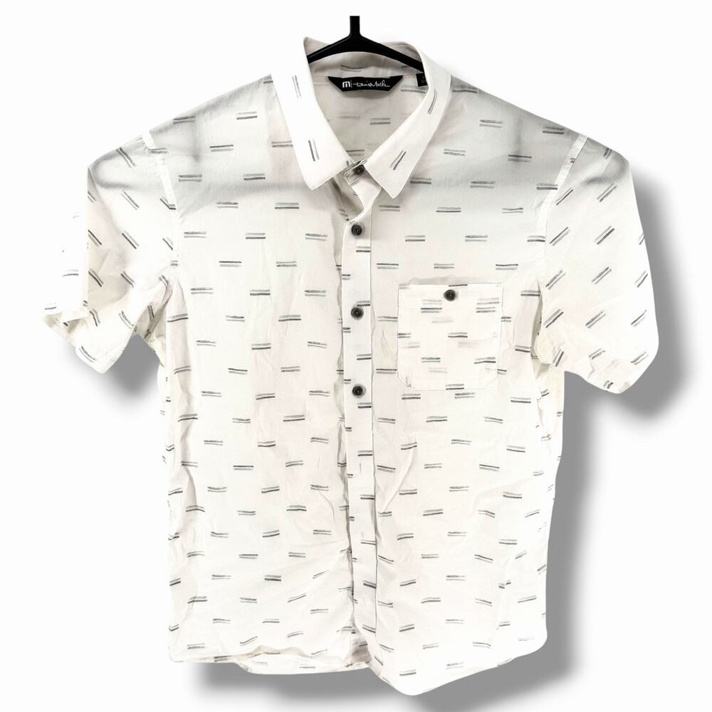 Travis Mathew Visby White Button Front Short Sleeve Lifestyle Performance M